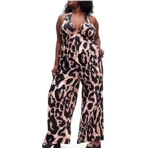 Diane Von Furstenberg DVF for Target Leopard Print Halter Jumpsuit Size 1X NWT